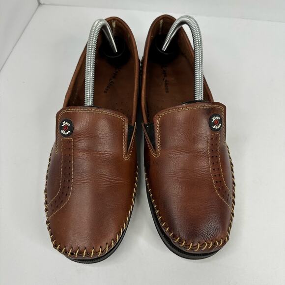 KAPS Shoes Mens size 40 US 7 8 Slip On Leather Braided Moccasins Brown Shoes main image 10
